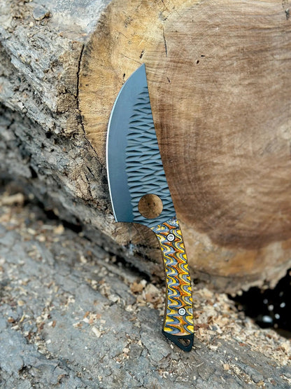 Custom Handmade 4-Piece Black Kitchen Knife Set with Colorful G10 Handles - Unique Blades Runner