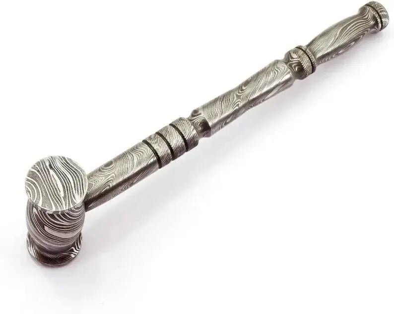 Custom Handmade Damascus Steel Hammer | Functional & Collectible Unique Rare Design with Cover - Unique Blades Runner