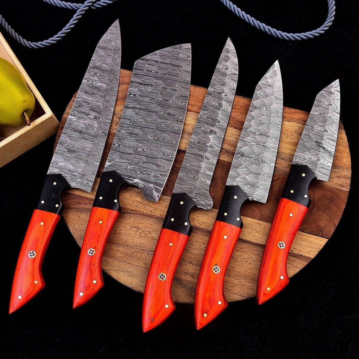 Damascus Chef Knife | Wood Handle | Artisan Kitchen Knife | Perfect Gift for Dad - Unique Blades Runner