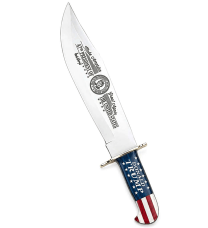 Donald Trump Bowie Knife – Presidential Collectible Fixed Blade with American Flag Handle - Unique Blades Runner
