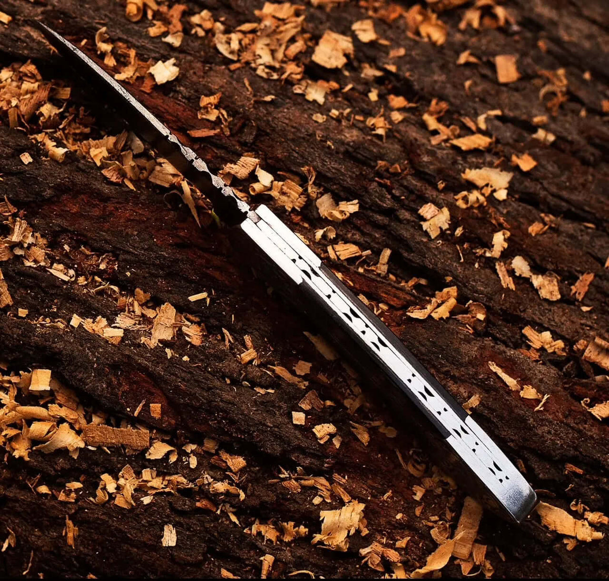 Engraved Damascus Folding Knife – Steel Handle EDC Pocket Knife - Unique Blades Runner