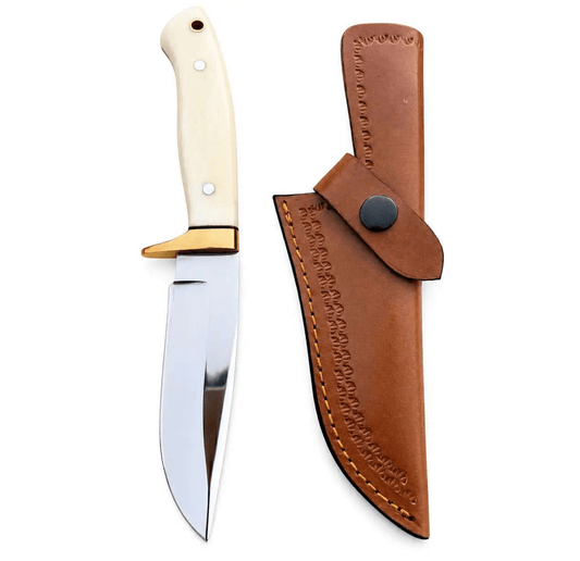 Fixed Blade Skinner Knife D2 Tool Steel With Camel Bone - Unique Blades Runner