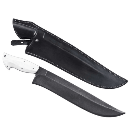 Forged Hunting Knife – High Carbon Steel with White Micarta Handle - Unique Blades Runner
