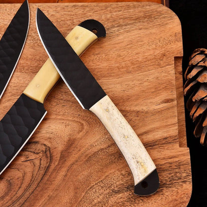 Full Tang Chef Set – Handmade High Carbon Steel with Camel Bone Handle | Father’s Day Gift - Unique Blades Runner