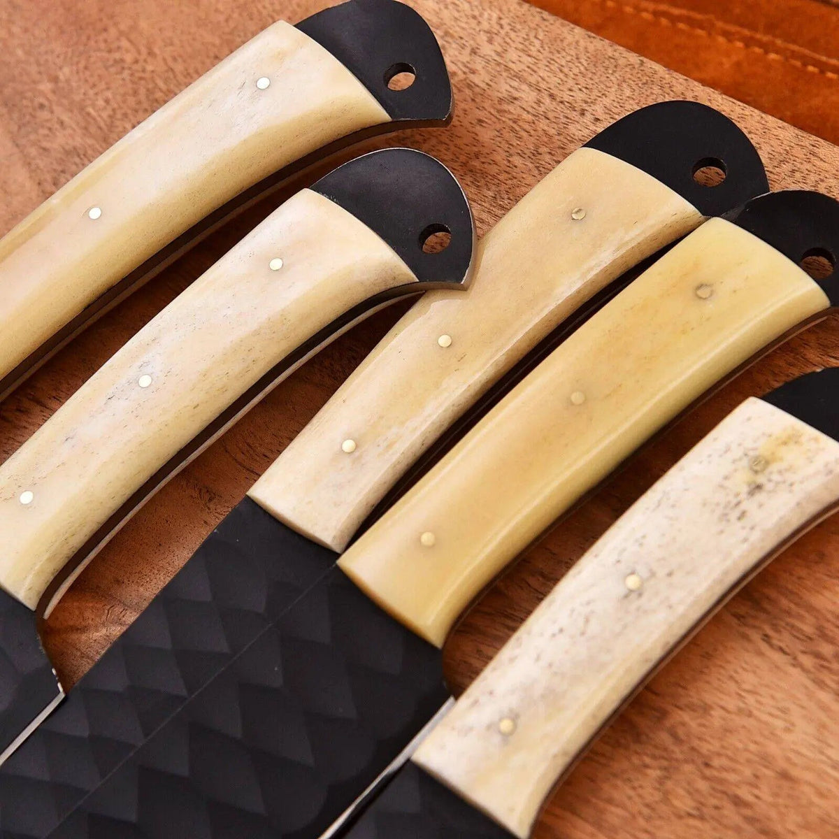 Full Tang Chef Set – Handmade High Carbon Steel with Camel Bone Handle | Father’s Day Gift - Unique Blades Runner