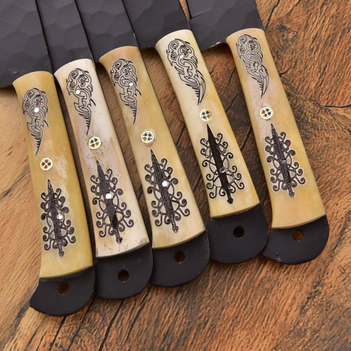 Full Tang Chef Set – High Carbon Steel Blade with Camel Bone Handle | Father’s Day Gift - Unique Blades Runner