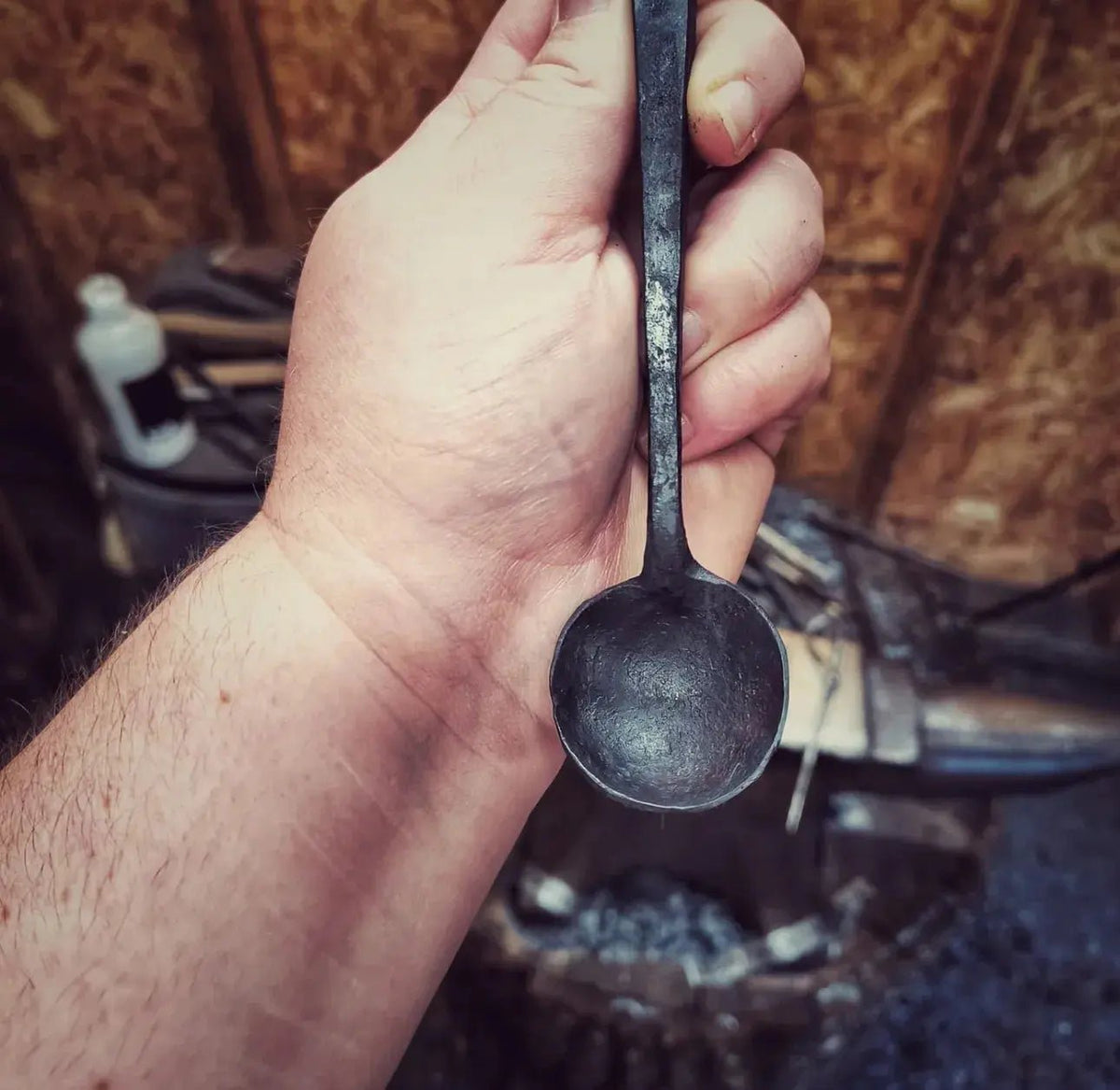 Hand-Forged Iron Spoon with Twisted Handle | Rustic Blacksmith Utensil - Unique Blades Runner