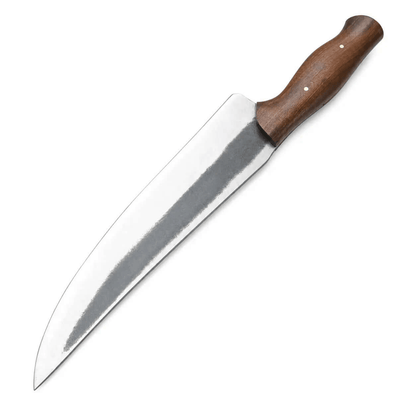 Handmade Bushcraft Knife with Walnut Wood Handle & Leather Sheath - Unique Blades Runner