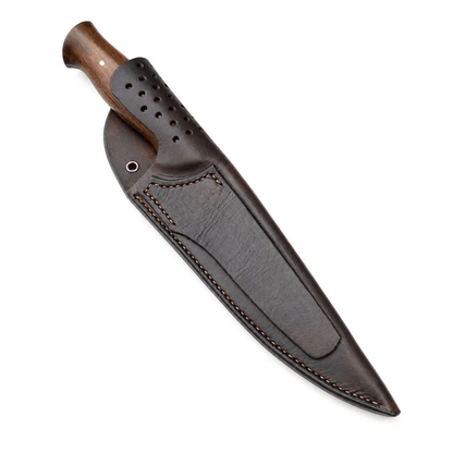 Handmade Bushcraft Knife with Walnut Wood Handle & Leather Sheath - Unique Blades Runner