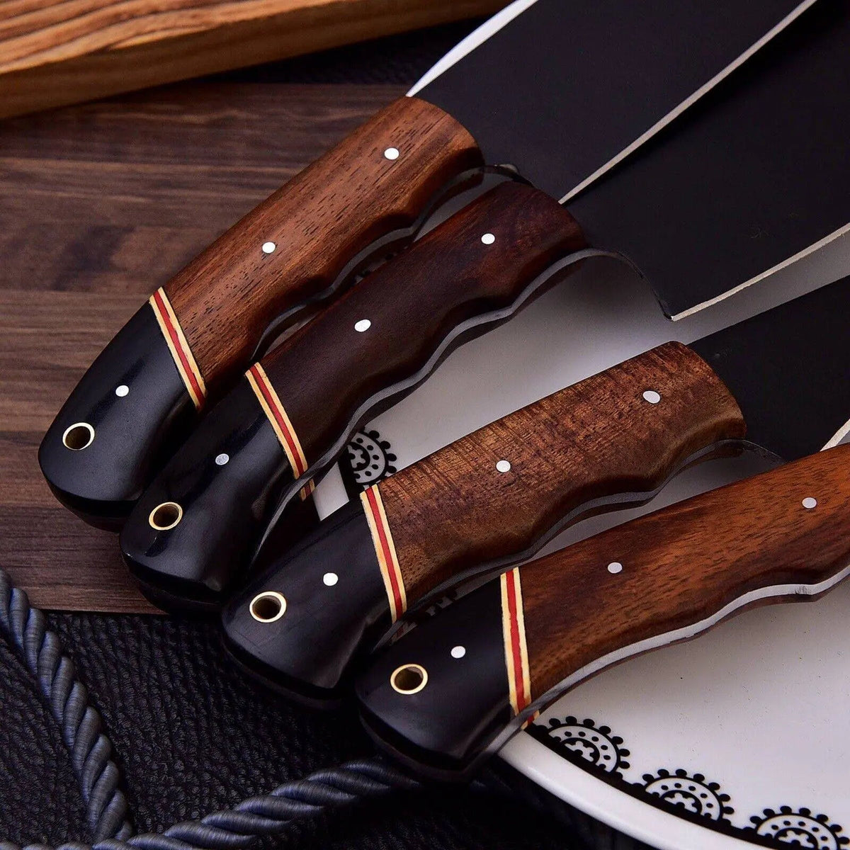 Handmade Chef Knife Set | wood Handle | Wedding Gift | Carbon Steel - Unique Blades Runner