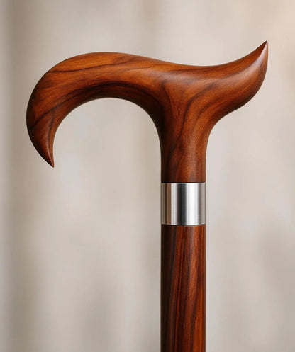 Handmade Classic Wood Best Walking Cane With Curved Handle – Elegant Design - Unique Blades Runner