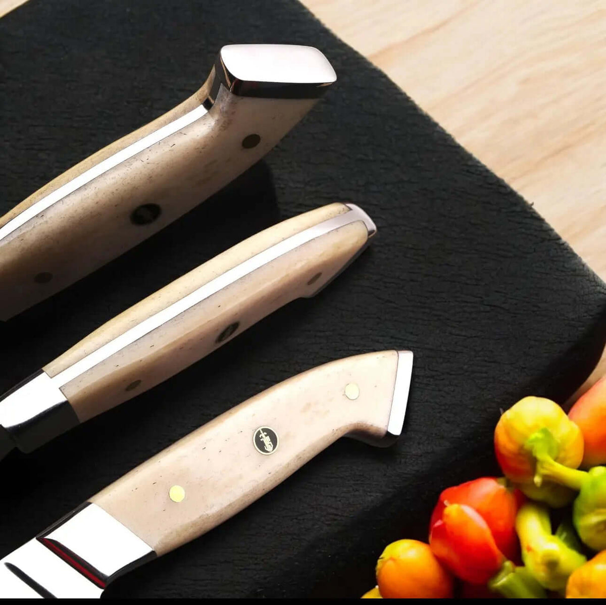 Handmade D2 Tool Steel Chef Knife Set – 6-Piece with Bone Handles - Unique Blades Runner