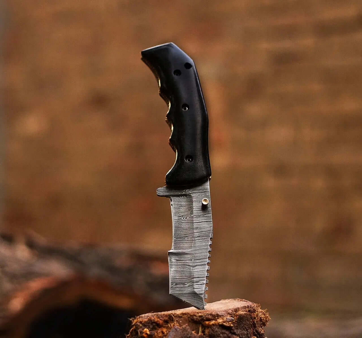 Handmade Damascus Folding Knife with Leather Sheath – Compact EDC Gift - Unique Blades Runner