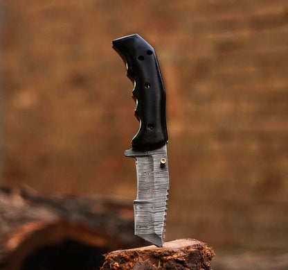 Handmade Damascus Folding Knife with Leather Sheath – Compact EDC Gift - Unique Blades Runner