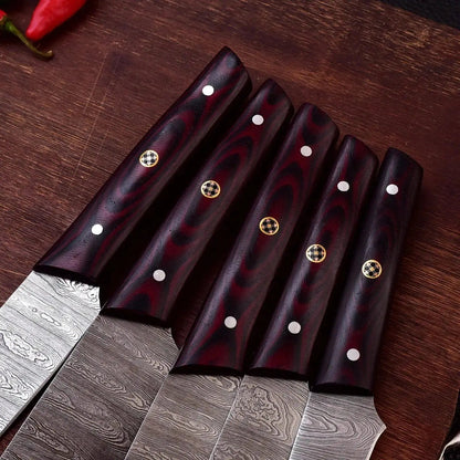 Handmade Damascus Steel Chef Knife Set with Micarta Handle – Full Tang Blades - Unique Blades Runner