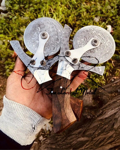 Handmade Damascus Steel Pizza Cutter | Unique Kitchen Tool Gift - Unique Blades Runner
