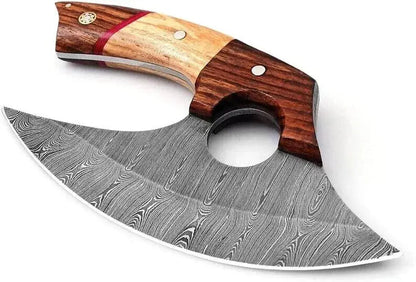 Handmade Damascus Steel ULU Knife – Best Gift for Men & Women | Multi-Purpose Ulu & Pizza Cutter - Unique Blades Runner