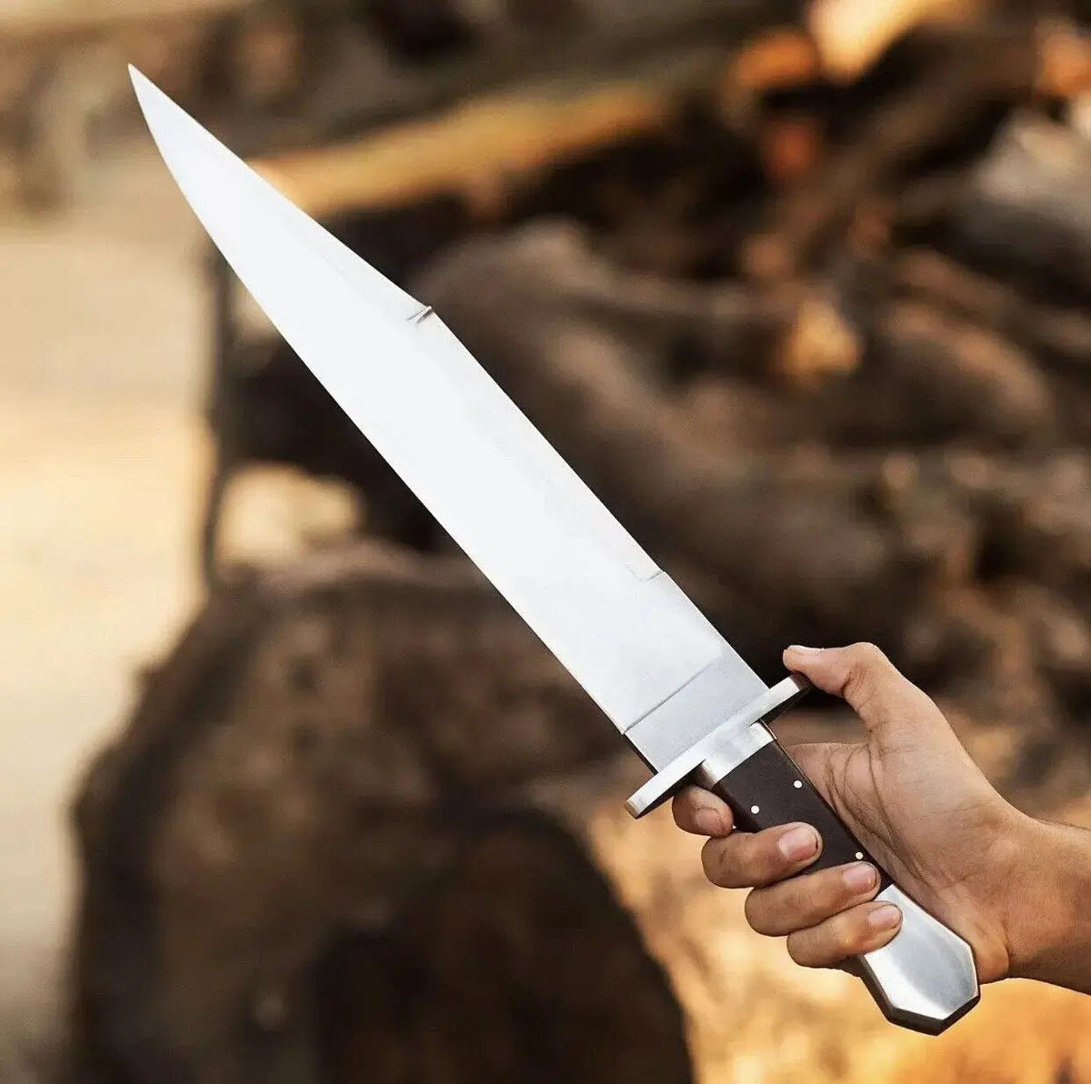 Handmade Jim Bowie Knife | D2 Tool Steel, Full Tang, Leather Sheath - Unique Blades Runner