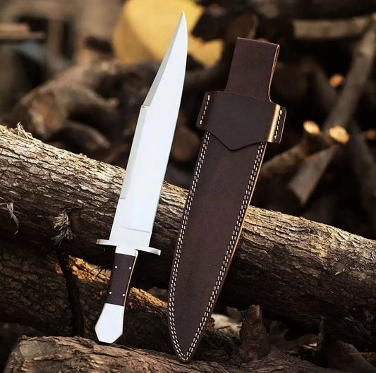 Handmade Jim Bowie Knife | D2 Tool Steel, Full Tang, Leather Sheath - Unique Blades Runner