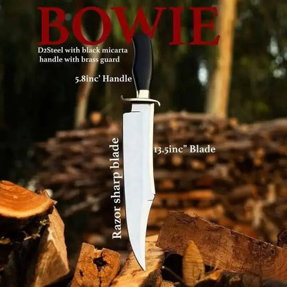 Handmade Jim Bowie Knife | D2 Tool Steel, Full Tang, Leather Sheath - Unique Blades Runner