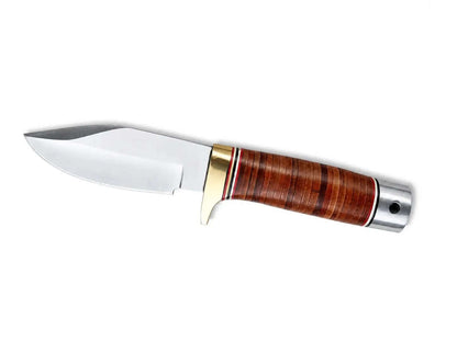 Handmade Skinner Knife with Stacked Leather Handle - Unique Blades Runner