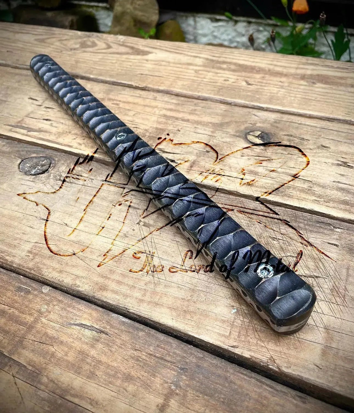 Handmade Steel & Wood Tire Thumper | 12” Trucker Knocking Stick Tool - Unique Blades Runner