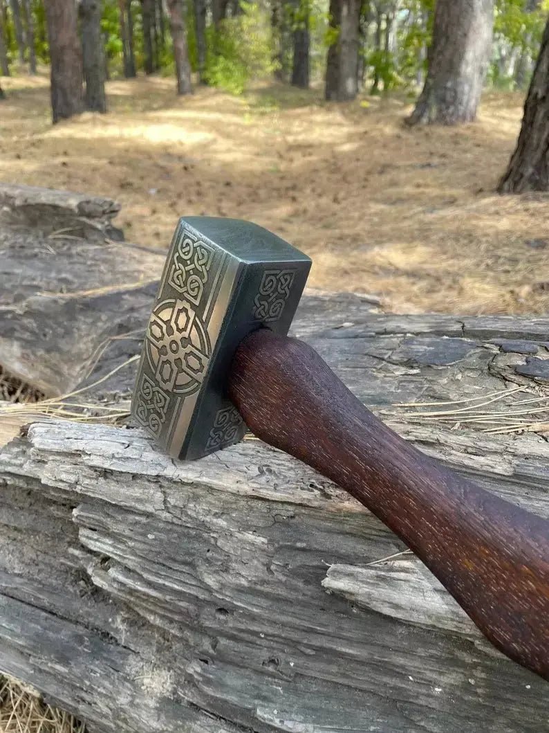 Handmade Viking Hammer Mjolnir & Valknut Etched Design – Unique Thor Hammer - Unique Blades Runner