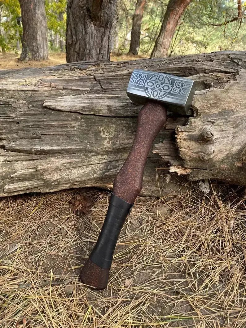 Handmade Viking Hammer Mjolnir & Valknut Etched Design – Unique Thor Hammer - Unique Blades Runner