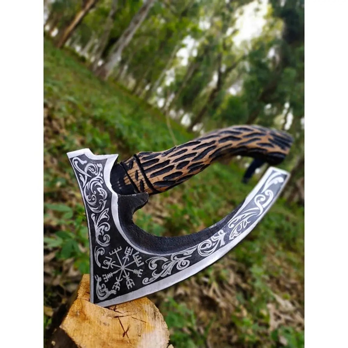 Handmade Viking Style Pizza Cutter Axe | Best Gift for Easter, Birthdays & Anniversaries | Includes Leather Sheath - Unique Blades Runner