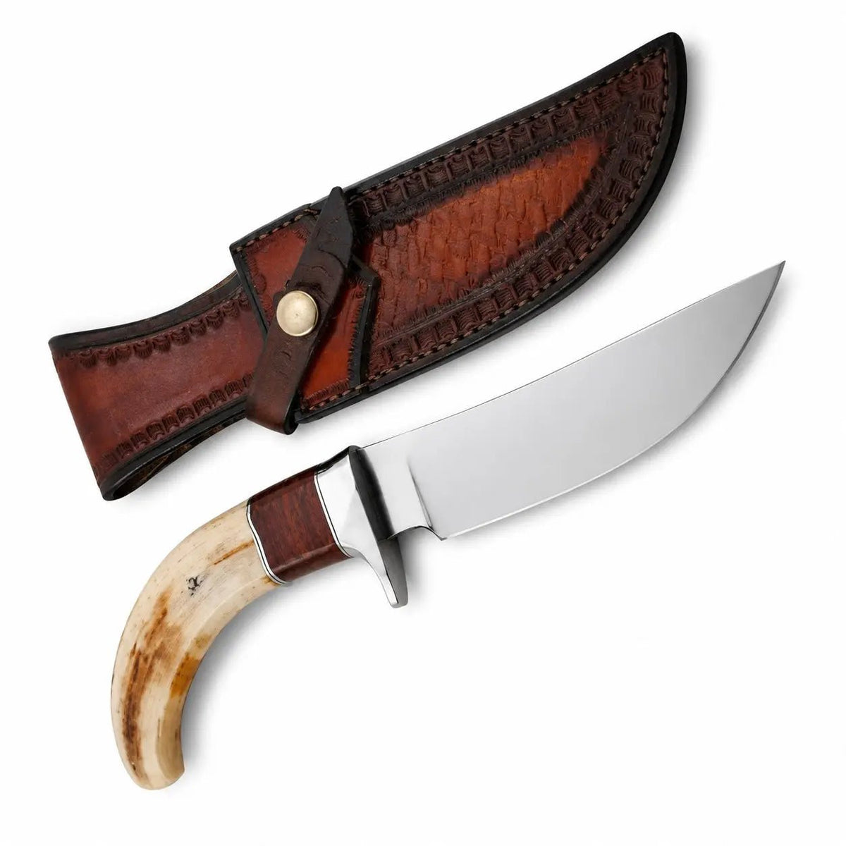 Hunting Edc Knife - High Carbon Steel With Sheep Horn - Unique Blades Runner