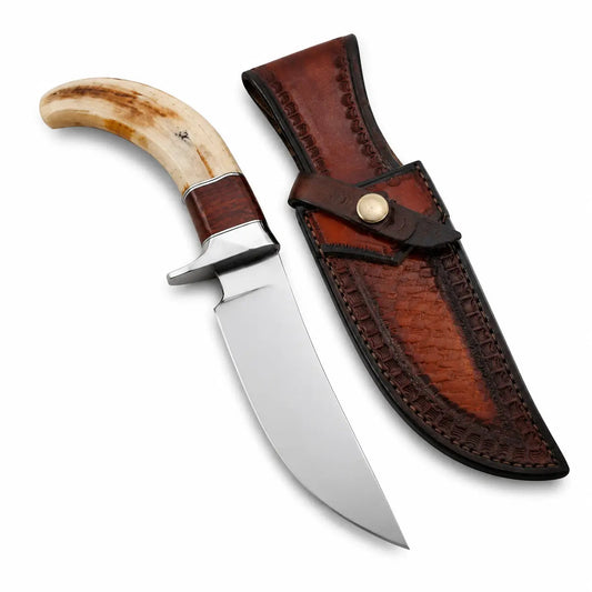 Hunting Edc Knife - High Carbon Steel With Sheep Horn - Unique Blades Runner