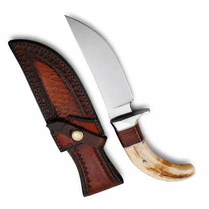 Hunting Edc Knife - High Carbon Steel With Sheep Horn - Unique Blades Runner