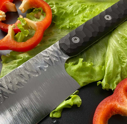 Japanese Santoku Chef Knife – Hammer Forged Blade with G10 Handle - Unique Blades Runner