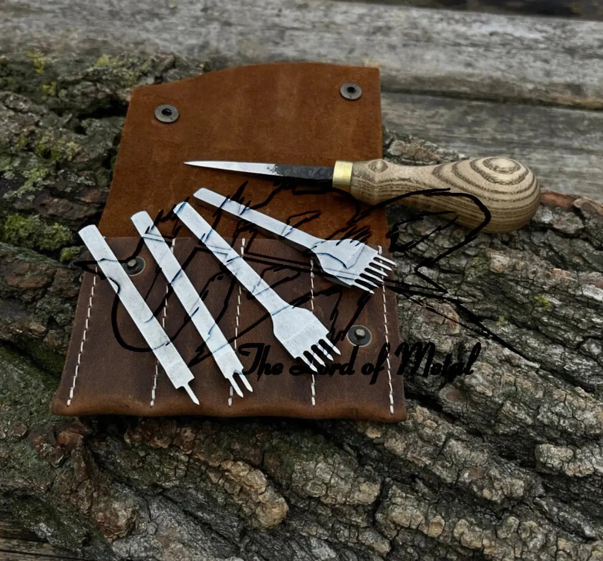 Leather Craft Punch Tool Set with Stitching Awl – Handmade with Leather Case - Unique Blades Runner