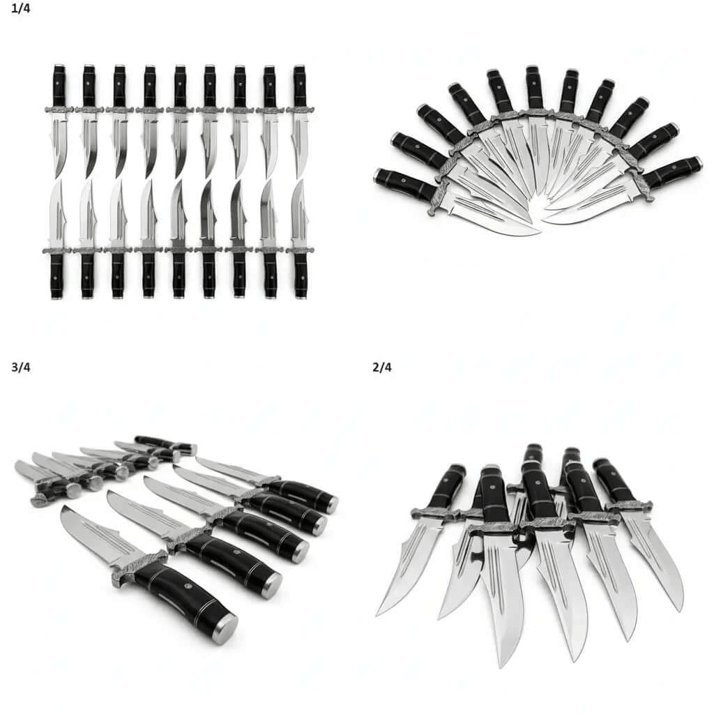 Lot of 20 D2 Steel Bowie Knives | Handmade Polished Blade Knife Set - Unique Blades Runner