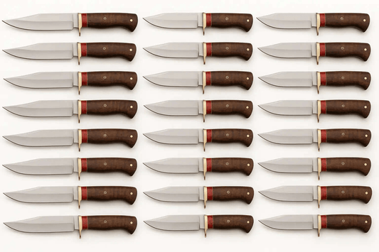 Lot of 25 Carbon Steel Skinner Knives | Handmade Walnut Handle Knife Set - Unique Blades Runner