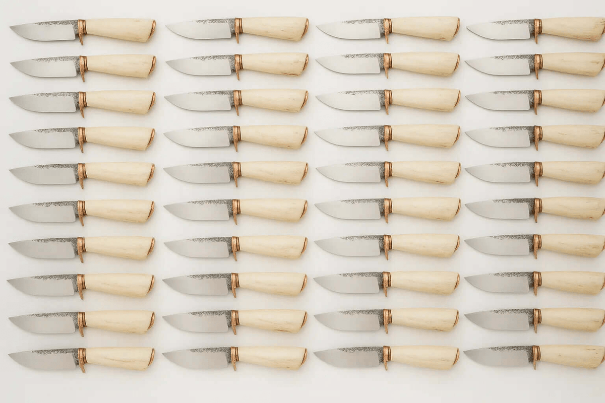 Lot of 40 Carbon Steel Skinner Knives | Handmade Stag Handle Knife Set - Unique Blades Runner
