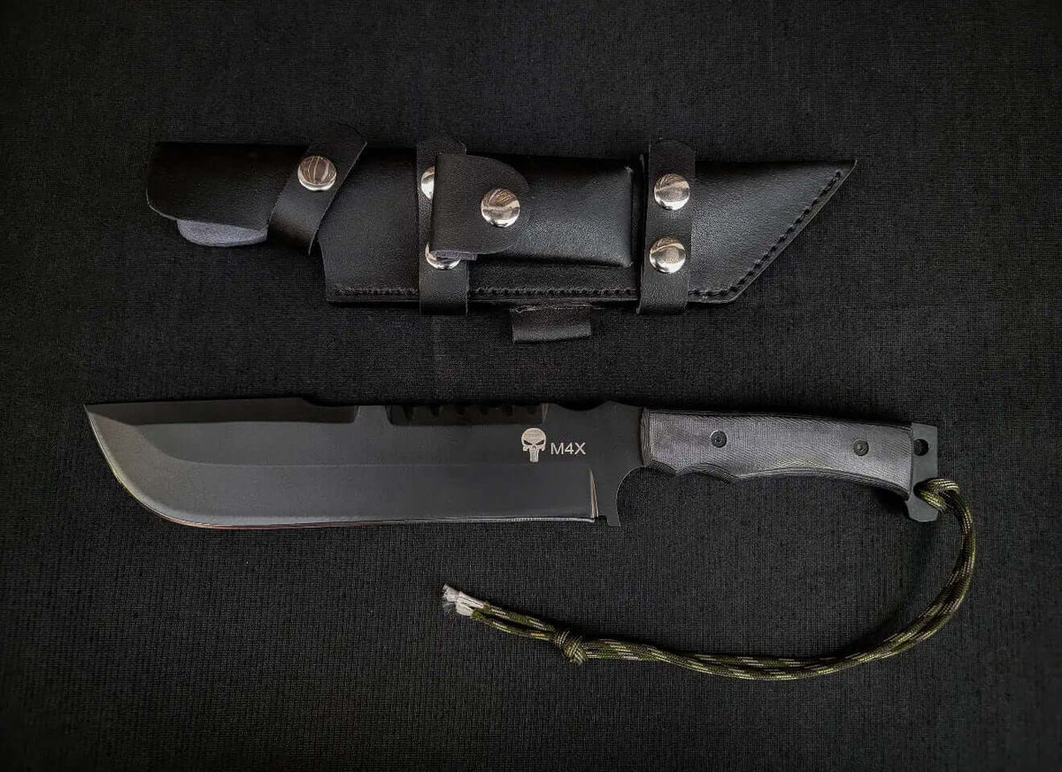 M4X Punisher Knife | Handmade Carbon Steel Knife with Sheath - Unique Blades Runner