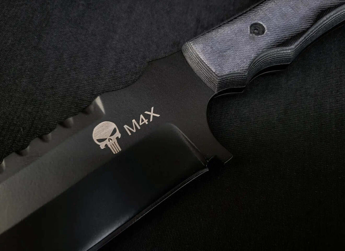 M4X Punisher Knife | Handmade Carbon Steel Knife with Sheath - Unique Blades Runner