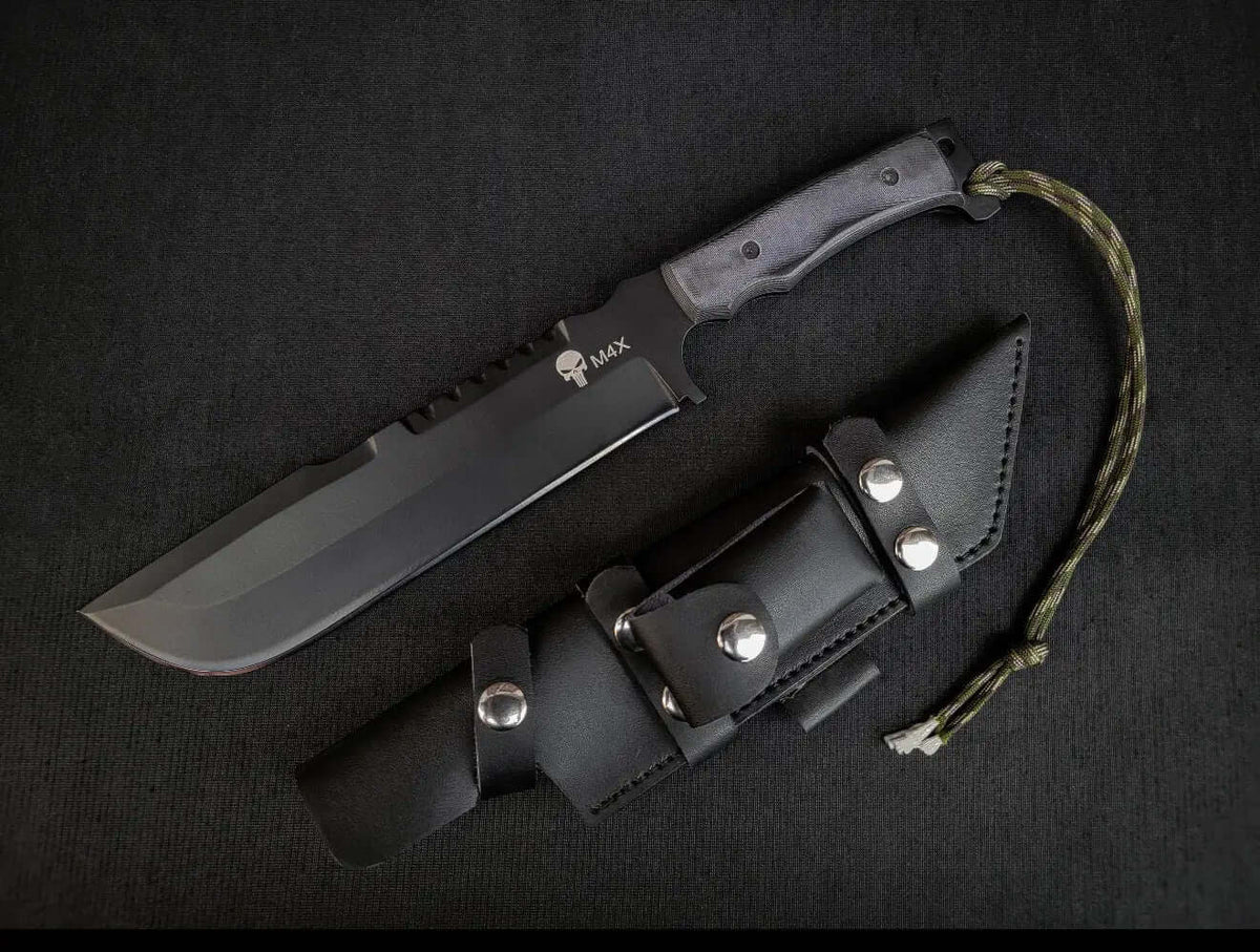 M4X Punisher Knife | Handmade Carbon Steel Knife with Sheath - Unique Blades Runner