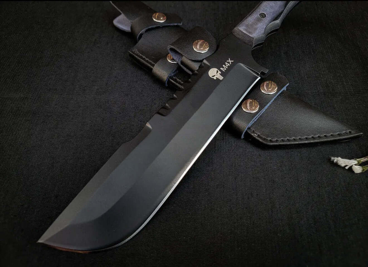 M4X Punisher Knife | Handmade Carbon Steel Knife with Sheath - Unique Blades Runner