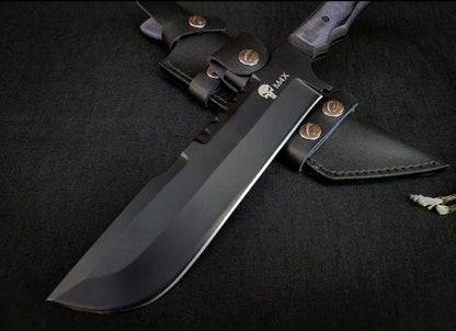 M4X Punisher Knife | Handmade Carbon Steel Knife with Sheath - Unique Blades Runner