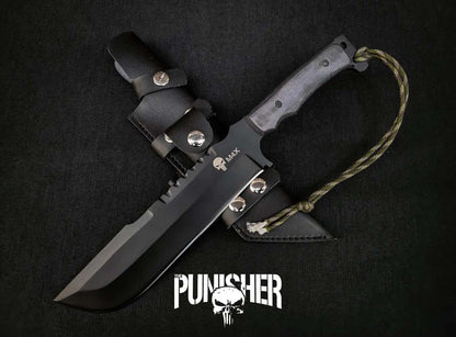 M4X Punisher Knife | Handmade Carbon Steel Knife with Sheath - Unique Blades Runner