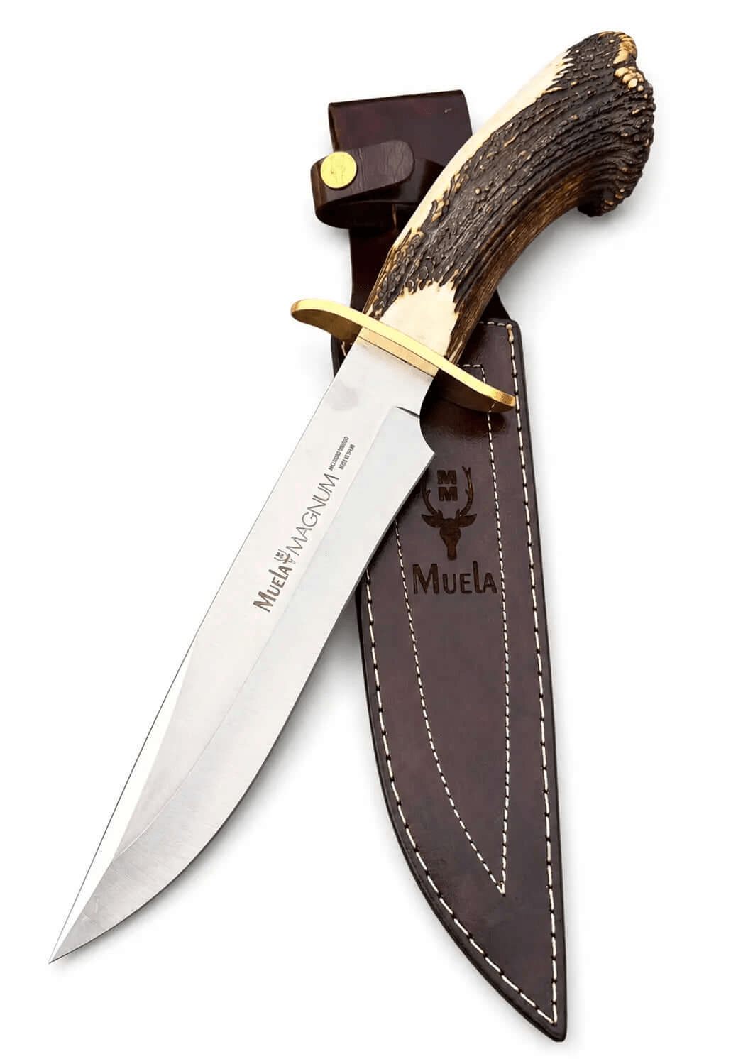 Muela Magnum Bowie Knife – Stag Antler Handle with Leather Sheath - Unique Blades Runner