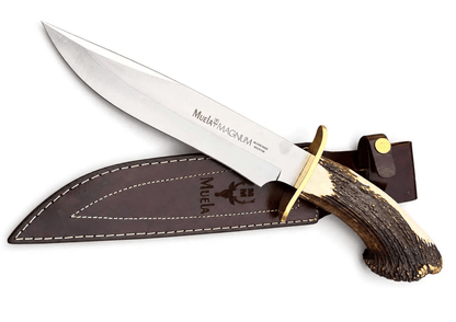 Muela Magnum Bowie Knife – Stag Antler Handle with Leather Sheath - Unique Blades Runner
