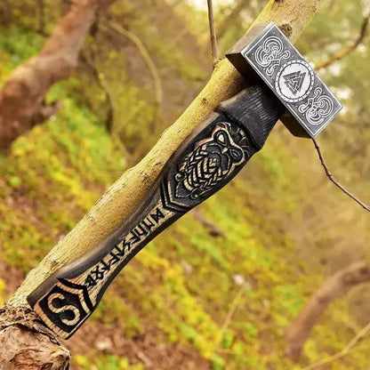 Odin Hammer Valknut Hand Forged Carbon Steel Norse Mythology - Unique Blades Runner