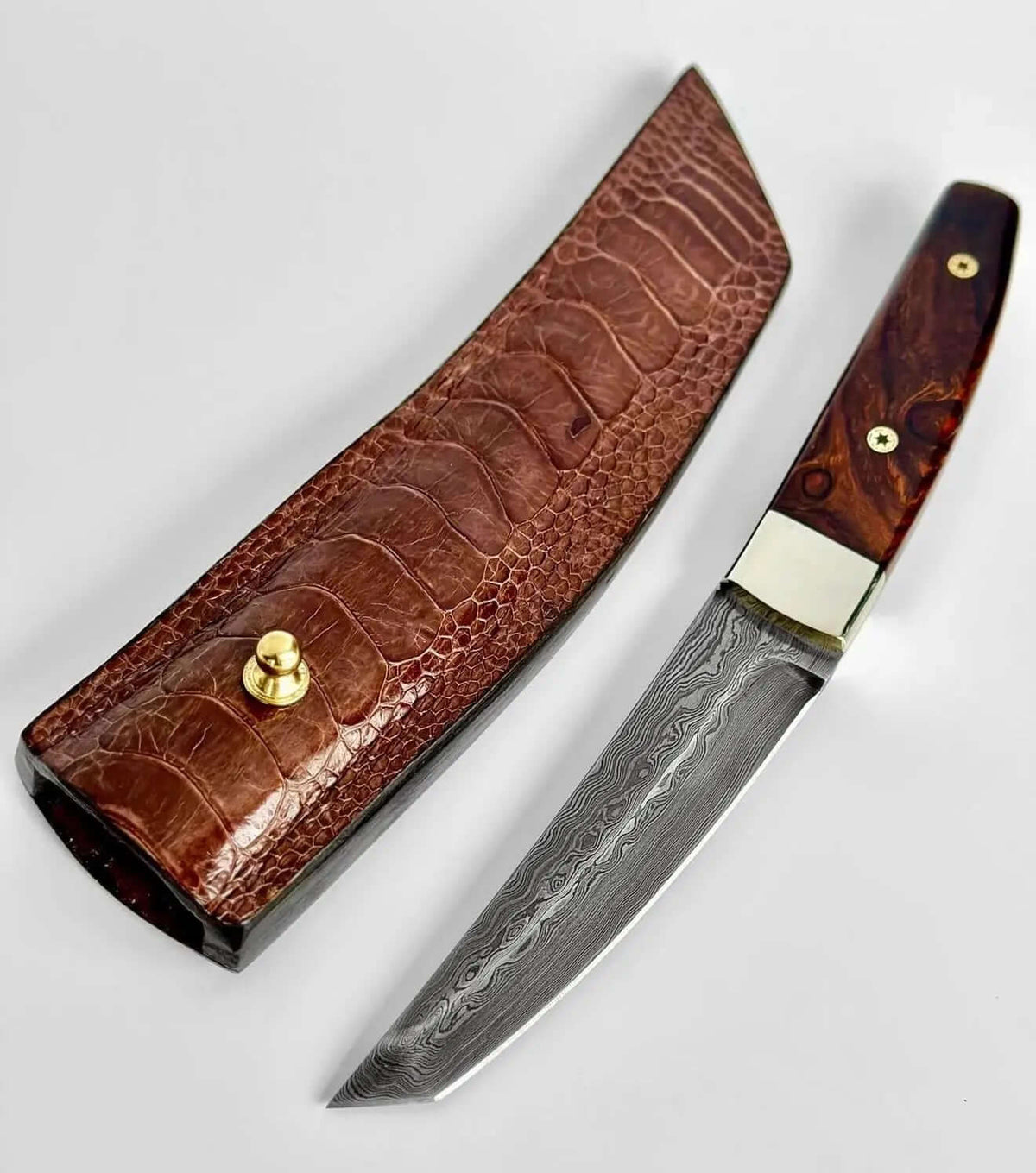 Pair of Vintage Damascus Tantos handmade by Jim Ort - Unique Blades Runner