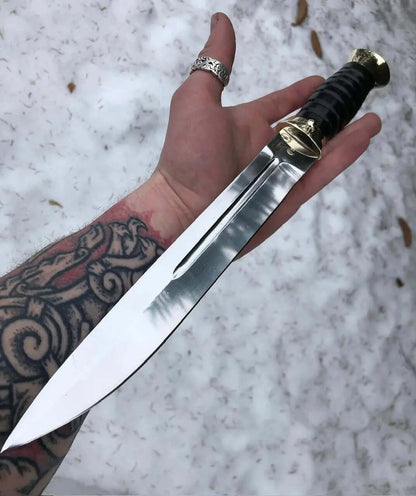 Plastun Knife | Handmade D2 Tool Steel Cossack Blade with Brass Guard - Unique Blades Runner