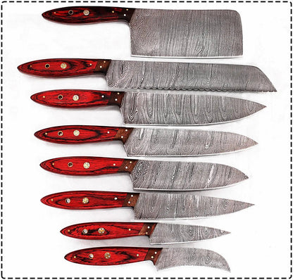 Premium Damascus Kitchen Knife Set – Full Tang Wood Handle – Perfect Father’s Day Gift - Unique Blades Runner