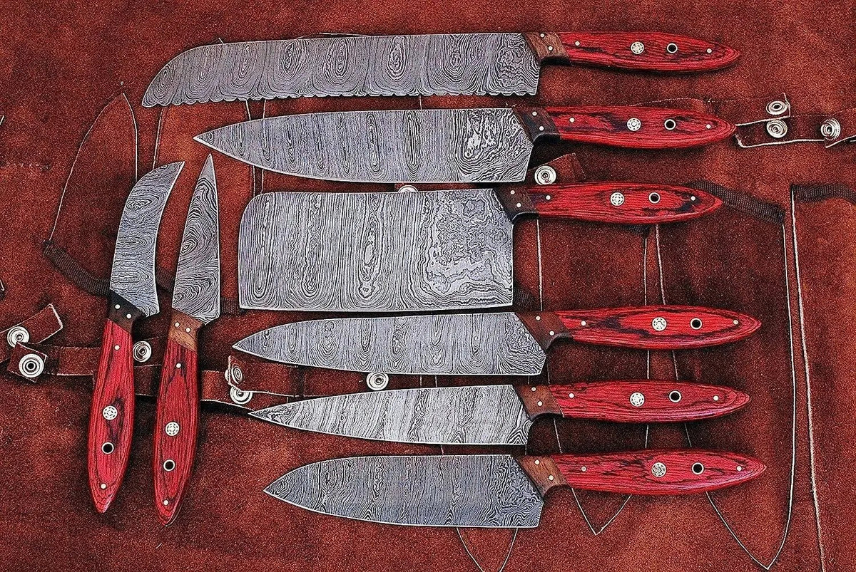 Premium Damascus Kitchen Knife Set – Full Tang Wood Handle – Perfect Father’s Day Gift - Unique Blades Runner
